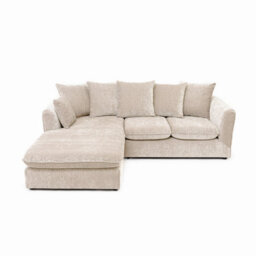 Abakus Direct Lucas Water Repellent Velvet Chenille Left Facing Corner Sofa In Cream - thumbnail 2