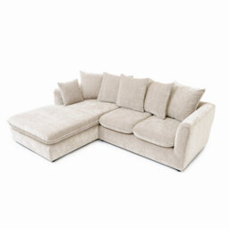 Abakus Direct Lucas Water Repellent Velvet Chenille Left Facing Corner Sofa In Cream - thumbnail 4