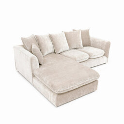 Abakus Direct Lucas Water Repellent Velvet Chenille Left Facing Corner Sofa In Cream - thumbnail 5
