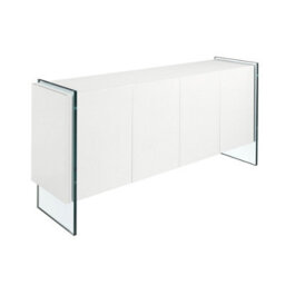 Angel Cerda Elegant White Wood And Glass Sideboard