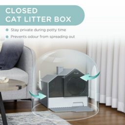Pawhut Hooded Cat Litter Tray W/ Scoop, Drawer Pan, Handle, Deodorants - thumbnail 6