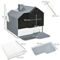 Pawhut Hooded Cat Litter Tray W/ Scoop, Drawer Pan, Handle, Deodorants - thumbnail 3