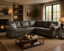 SC FURNITURE LIMITED Dark Grey Fabric Corner Sofa 2C2 Oldham - thumbnail 1