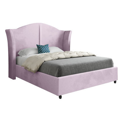Winchester Curved Top Curved Winged Upholstered Soft Velvet Designer Bed Frame - image 1