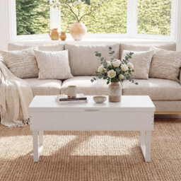 Gainoom Lift Top Coffee Table 3-In-1 Convertible Coffee Table W/ 3 Hidden Storage Compartments White - thumbnail 5