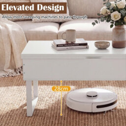 Gainoom Lift Top Coffee Table 3-In-1 Convertible Coffee Table W/ 3 Hidden Storage Compartments White - thumbnail 7