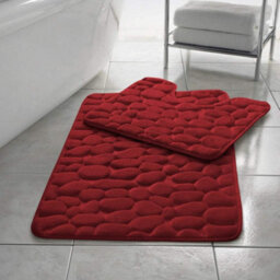 Homes & Linen Stone Pebbles Bath Mat Set Non Slip Pedestal Set Extra Absorbent 100% Memory Foam Bathroom Toilet Mat Rug Set