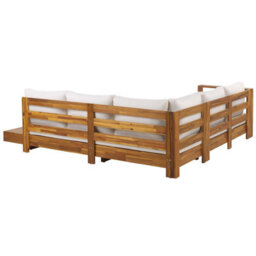 Beliani Garden Corner Sofa 5 Seater Marettimo Right Hand Certified Acacia Wood Brown - thumbnail 5