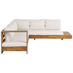 Beliani Marettimo 5 Seater Garden Corner Sofa Right Hand Brown Certified Acacia Wood