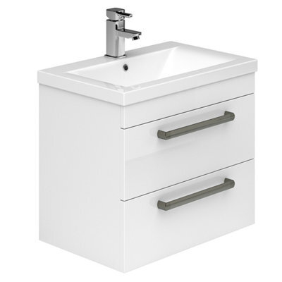 Plum&clay Novela Gloss White Wall Hung Vanity Unit With Ceramic Basin (W)515mm - image 1