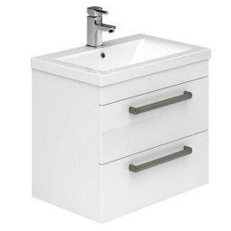 Plum&clay Novela Gloss White Wall Hung Vanity Unit With Ceramic Basin Bathroom Furniture (W)515mm