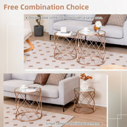 Gainoom Set Of 2 Stackable Round End Table Modern Space Saving Side Table W/ Mirrored Top - thumbnail 7