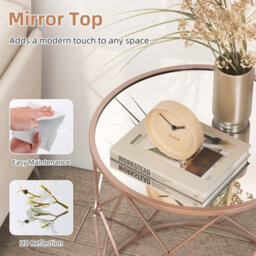 Gainoom Set Of 2 Stackable Round End Table Modern Space Saving Side Table W/ Mirrored Top - thumbnail 8