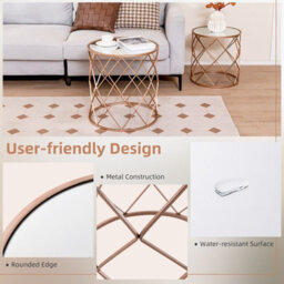 Gainoom Set Of 2 Stackable Round End Table Modern Space Saving Side Table W/ Mirrored Top - thumbnail 9
