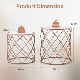 Gainoom Set Of 2 Stackable Round End Table Modern Space Saving Side Table W/ Mirrored Top - thumbnail 2