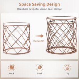 Gainoom Set Of 2 Stackable Round End Table Modern Space Saving Side Table W/ Mirrored Top - thumbnail 5
