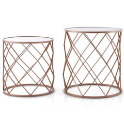 Gainoom Set Of 2 Stackable Round End Table Modern Space Saving Side Table W/ Mirrored Top
