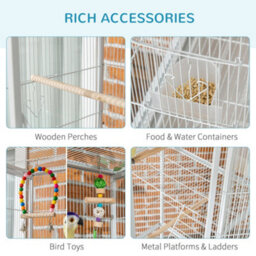 Pawhut 3 Tier Bird Cage W/ Stand Toy, For Canary Finch Cockatiel Parakeet Budgie - thumbnail 5