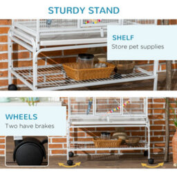 Pawhut 3 Tier Bird Cage W/ Stand Toy, For Canary Finch Cockatiel Parakeet Budgie - thumbnail 7