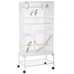 Pawhut 3 Tier Bird Cage W/ Stand Toy, For Canary Finch Cockatiel Parakeet Budgie - thumbnail 2