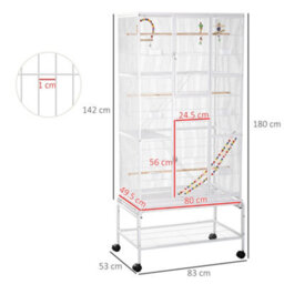 Pawhut 3 Tier Bird Cage W/ Stand Toy, For Canary Finch Cockatiel Parakeet Budgie - thumbnail 3