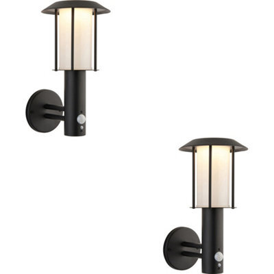 Loops 2 Pack Outdoor Matt Black Wall Light - White Pc Shade - Solar Powered Lamp - Step Dimmable 1.7W Led (Smd 2835) Warm White - image 1