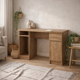 Wyld Haus Hemingway Natural Oak Office Desk 1 Door 1 Drawer - thumbnail 1