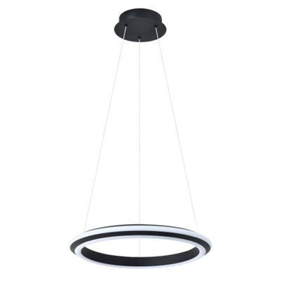 Happy Homewares Modern Led Circular Halo Pendant Light Fitting In Matte Sand Black - image 1