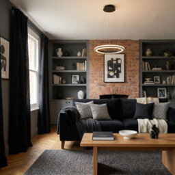 Happy Homewares Modern Led Circular Halo Pendant Light Fitting In Matte Sand Black - thumbnail 5