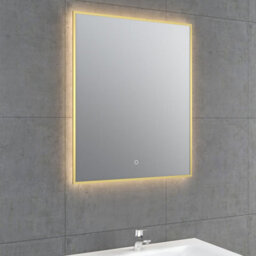 Plum&clay Rio Brushed Gold  Framed Backlit Led Bathroom Mirror With Dual Light (W)60Cm (H)72Cm - thumbnail 2