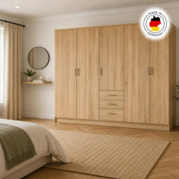 Venice Oak 5 Door Wardrobe With 3 Drawers - thumbnail 4