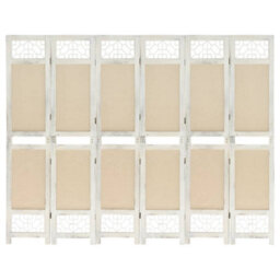 Berkfield Elegant 6-Panel Room Divider Cream 210X165 Cm Fabric - thumbnail 2