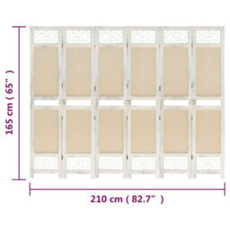 Berkfield Elegant 6-Panel Room Divider Cream 210X165 Cm Fabric - thumbnail 7