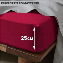 Gc Gaveno Cavailia Plain Dyed Fitted Bedsheet Super King Red Super Soft & Comfy Non Iron Fitted Sheet - thumbnail 2