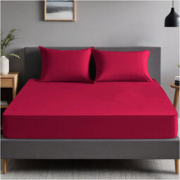 Gc Gaveno Cavailia Plain Dyed Fitted Bedsheet Super King Red Super Soft & Comfy Non Iron Fitted Sheet