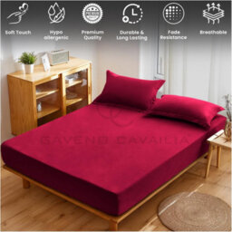 Gc Gaveno Cavailia Plain Dyed Fitted Bedsheet Super King Red Super Soft & Comfy Non Iron Fitted Sheet - thumbnail 3