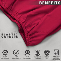 Gc Gaveno Cavailia Plain Dyed Fitted Bedsheet Super King Red Super Soft & Comfy Non Iron Fitted Sheet - thumbnail 4