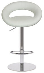 Lamboro Sorrento Deluxe Kitchen Bar Stool, Chrome Stem, Height Adjustable Swivel Gas Lift, Home & Breakfast Faux-Leather Barstool, White - thumbnail 2