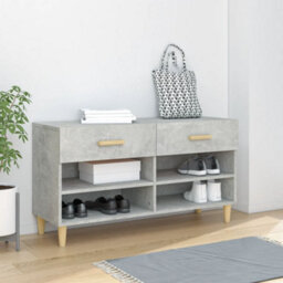 Walplus Shoe Cabinet Concrete Grey 102X35X55 Cm Engineered Wood - thumbnail 1
