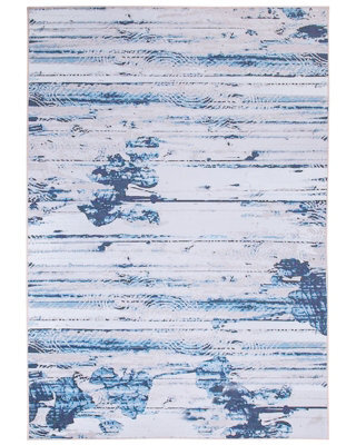 Beliani Area Rug Beige And Blue Abstract Distressed Pattern 160 X 230 Cm - image 1