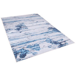 Beliani Area Rug Beige And Blue Abstract Distressed Pattern 160 X 230 Cm - thumbnail 3