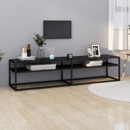 Berkfield Tv Cabinet Black Marble 180X40X40.5 Cm Tempered Glass