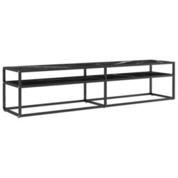 Berkfield Tv Cabinet Black Marble 180X40X40.5 Cm Tempered Glass - thumbnail 2