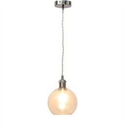 First Choice Lighting Set Of 2 Barnum - Clear Glass Globe Chrome Retro Pendant Fittings - thumbnail 3