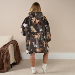 OHS Dog Hoodie Blanket Oversized Cat Paw Plush Super Soft Giant Warm Throw, Charcoal - thumbnail 3