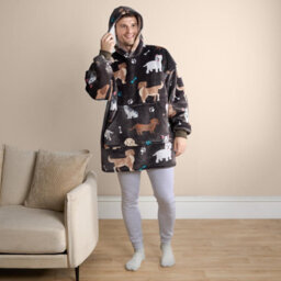 OHS Dog Hoodie Blanket Oversized Cat Paw Plush Super Soft Giant Warm Throw, Charcoal - thumbnail 6
