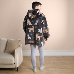 OHS Dog Hoodie Blanket Oversized Cat Paw Plush Super Soft Giant Warm Throw, Charcoal - thumbnail 7