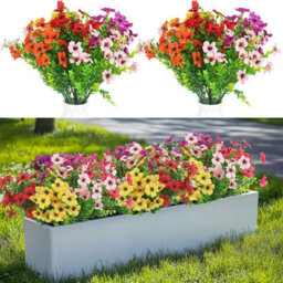 2 Pack 2 - Piece Bundle Of Artificial Flowers, Uv - Resistant Outdoor Plastic Greenery Plants For Indoor And Outdoor Use - thumbnail 4