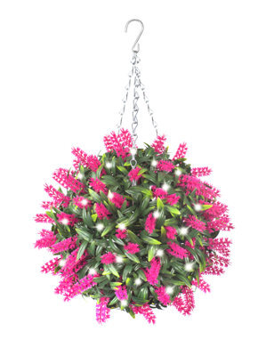 Best Artificial Pre-Lit Outdoor 28Cm Pink Lavender Hanging Plastic Flower Topiary Ball - image 1