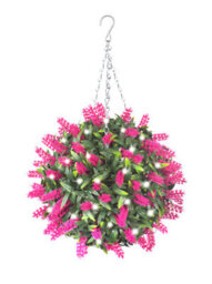 Best Artificial Pre-Lit Outdoor 28Cm Pink Lavender Hanging Plastic Flower Topiary Ball - thumbnail 1